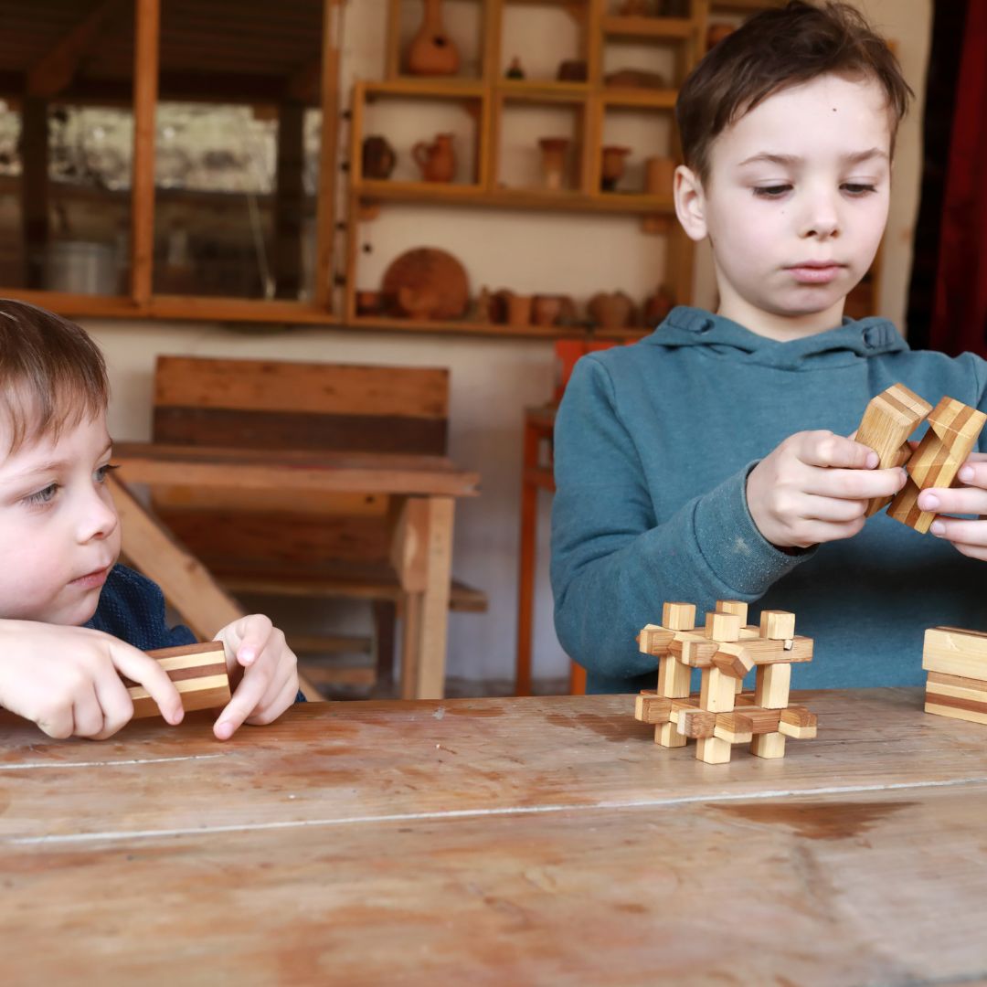 Children playing with blocks.